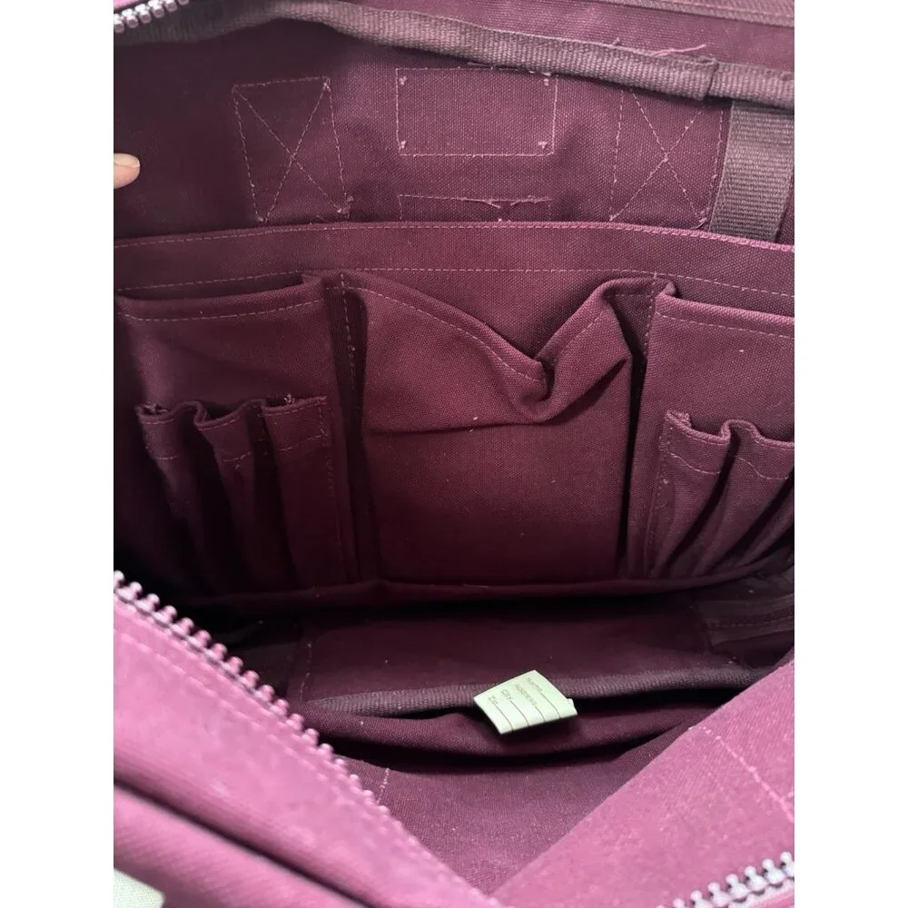 VTG Lands End Square Rigger Canvas Bag Initial Embroidered USA Maroon Red